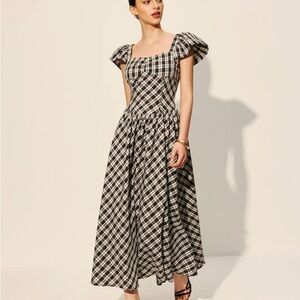 Elegant Black and White Plaid Dress